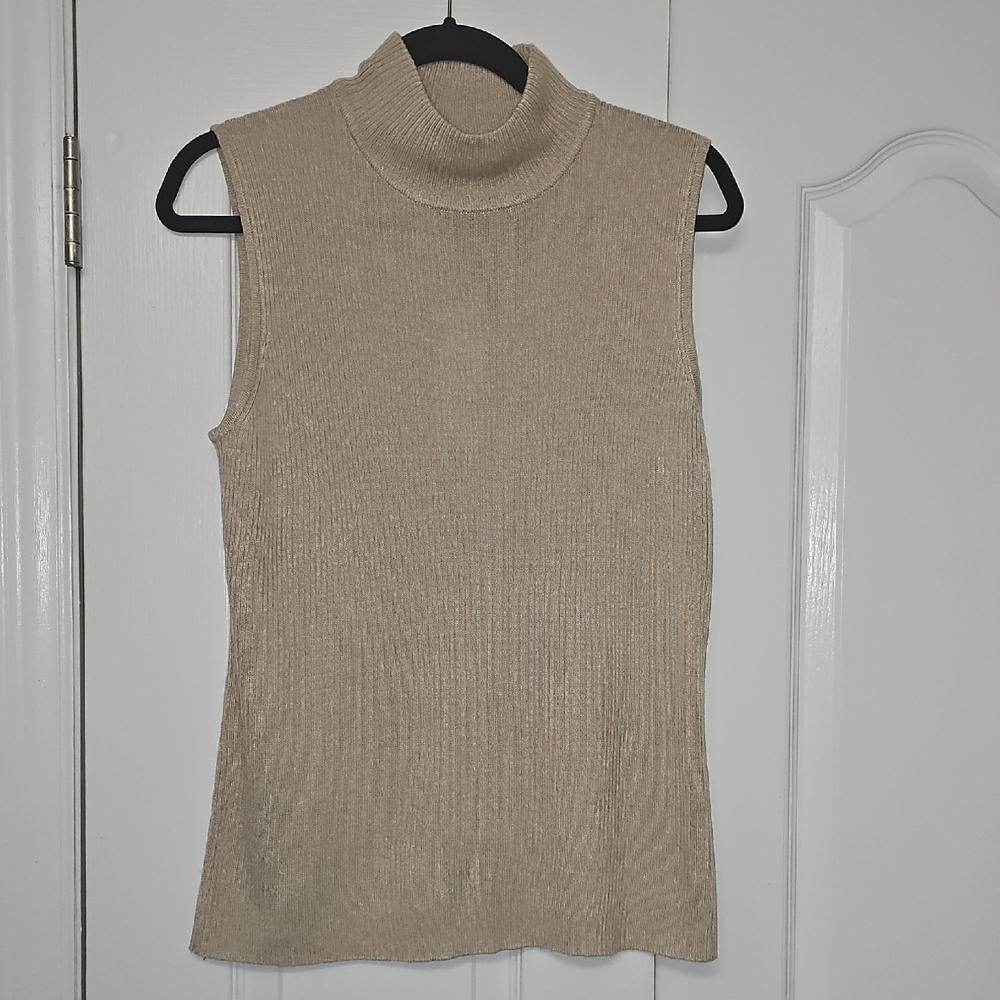 Dana Buchman Tan Ribbed Knit Top